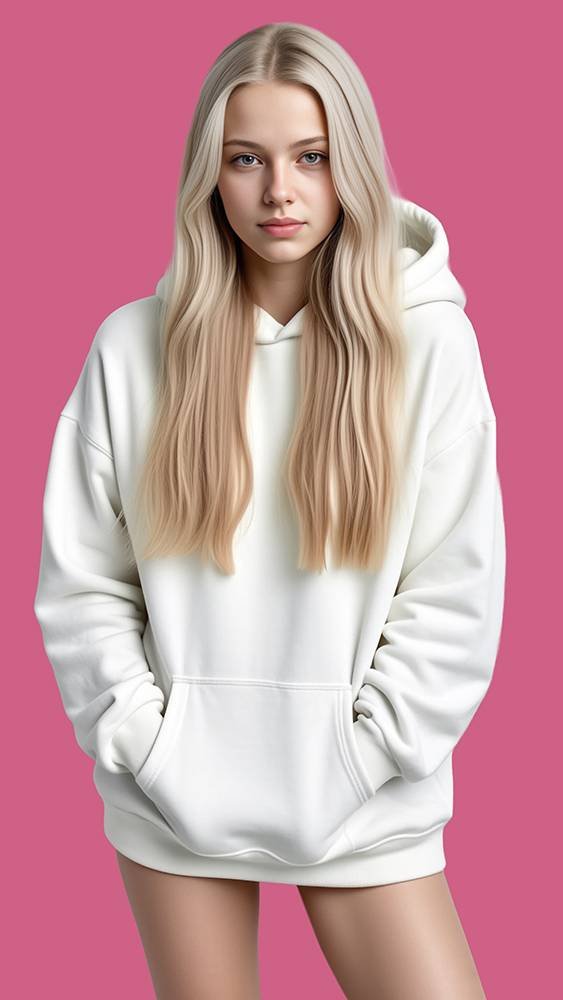 Woman wears white hoodie